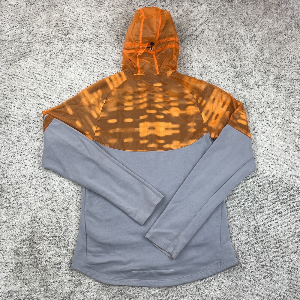 Nike Running Hoodie Mens Small Fanatic *STAINS* Dri Fit Jacket Orange Stretch - Picture 2 of 12